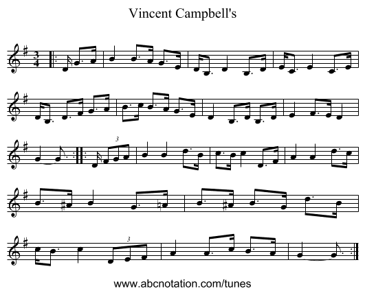 Vincent Campbell's - staff notation