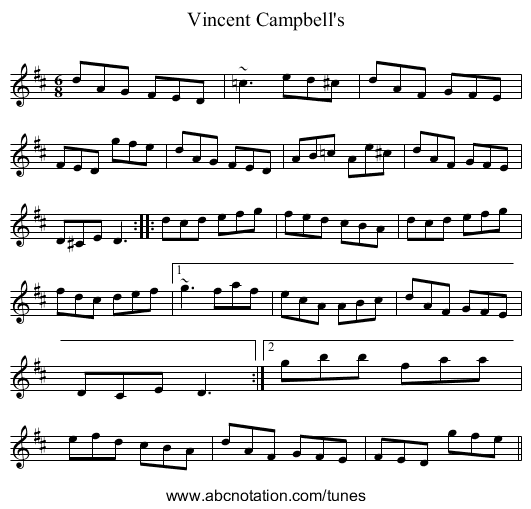 Vincent Campbell's - staff notation