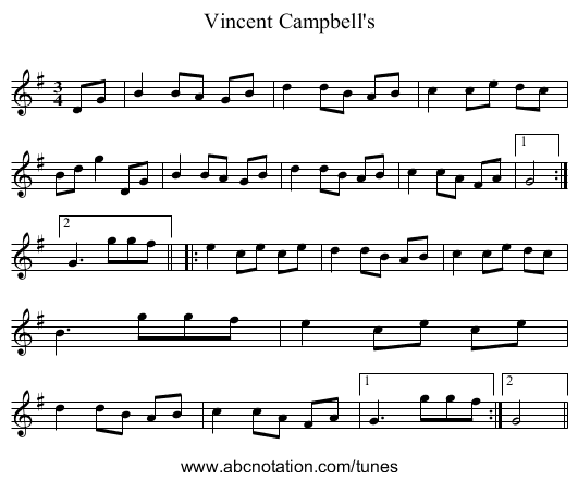 Vincent Campbell's - staff notation