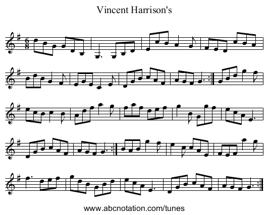 Vincent Harrison's - staff notation