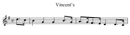 Vincent’s - staff notation