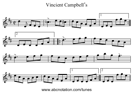 Vincient Campbell’s - staff notation