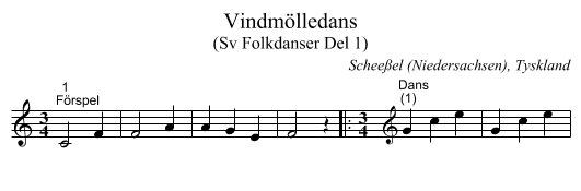 Vindmölledans - staff notation