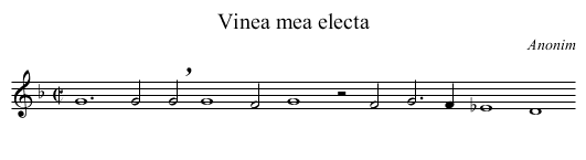 Vinea mea electa - staff notation