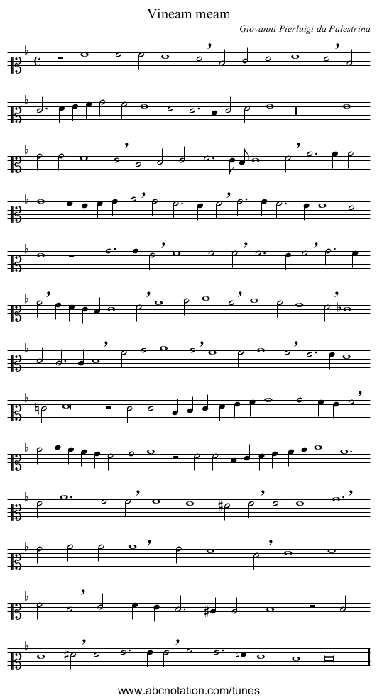 Vineam meam - staff notation