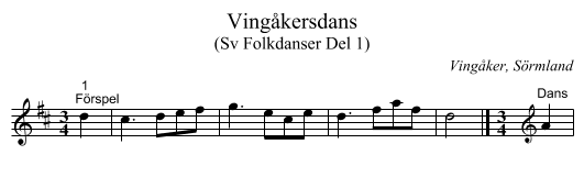 Vingåkersdans - staff notation