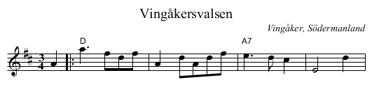 Vingåkersvalsen - staff notation