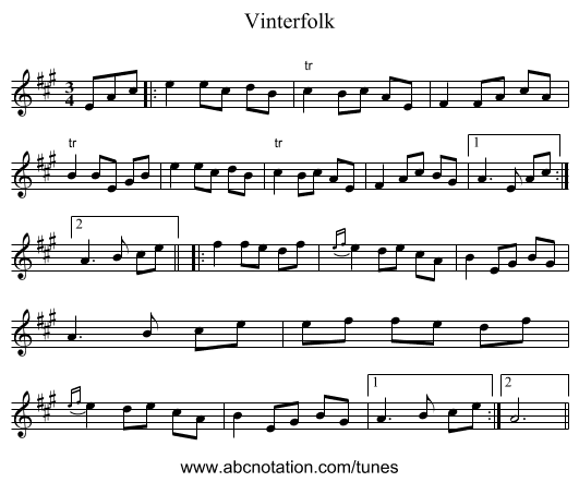 Vinterfolk - staff notation