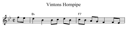 Vintons Hornpipe - staff notation