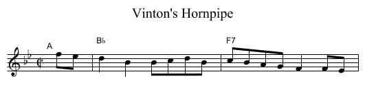 Vinton's Hornpipe - staff notation