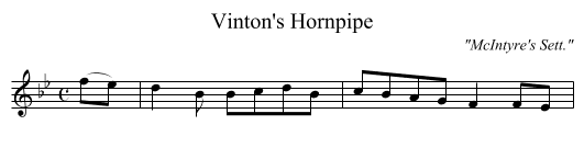 Vinton's Hornpipe - staff notation