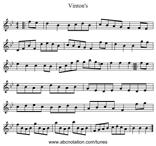 Vinton's - staff notation