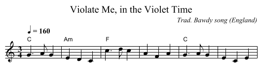 Violate Me, in the Violet Time - staff notation