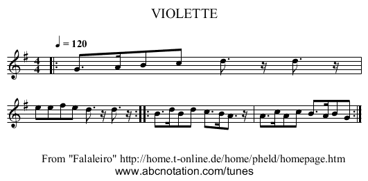 VIOLETTE - staff notation