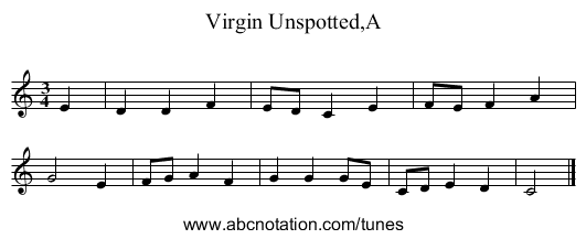 Virgin Unspotted,A - staff notation
