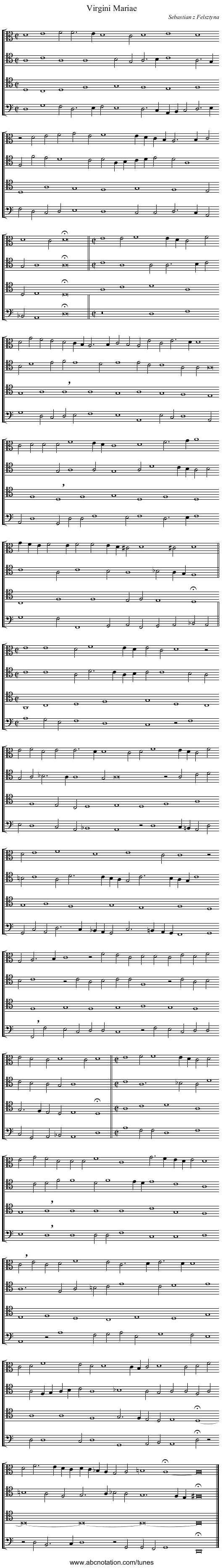 Virgini Mariae - staff notation