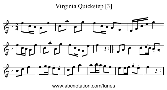 Virginia Quickstep [3] - staff notation