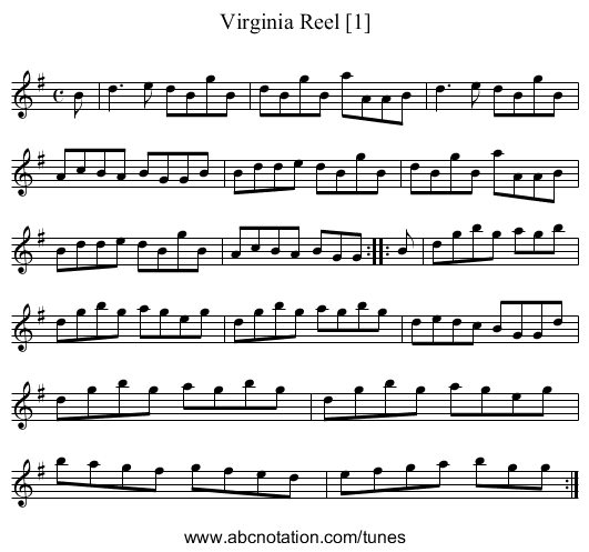 Virginia Reel [1] - staff notation