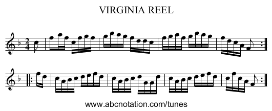 VIRGINIA REEL - staff notation