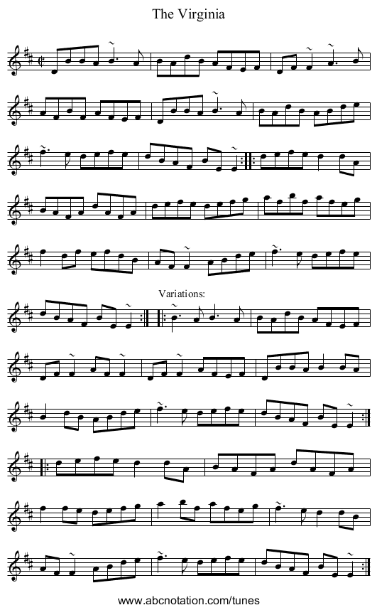 Virginia, The - staff notation