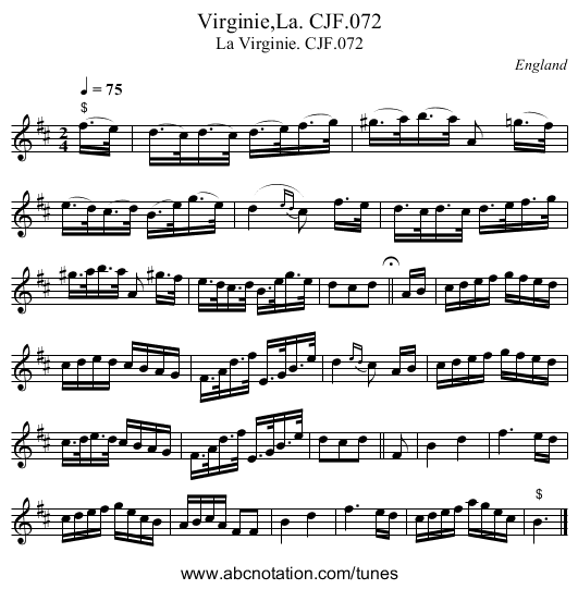 Virginie,La. CJF.072 - staff notation