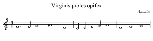 Virginis proles opifex - staff notation