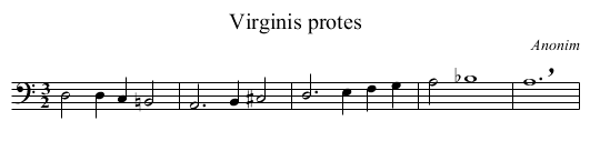 Virginis protes - staff notation