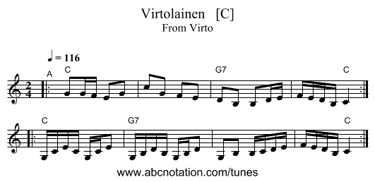 Virtolainen   [C] - staff notation