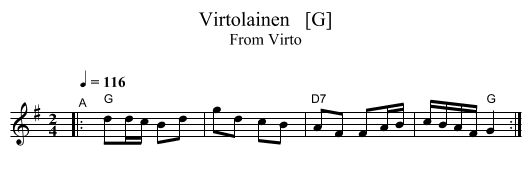 Virtolainen   [G] - staff notation