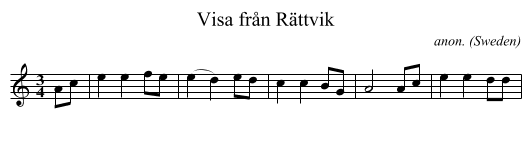 Visa fr&aring;n R&auml;ttvik - staff notation