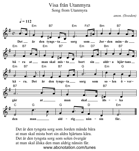 Visa fr&aring;n Utanmyra - staff notation