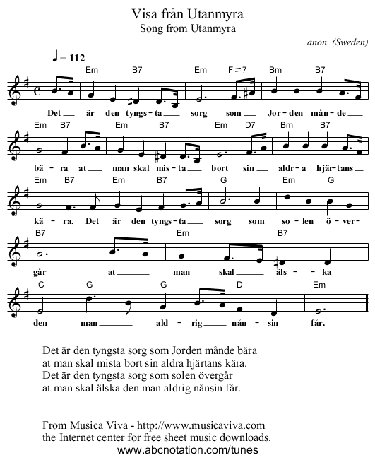 Visa fr&aring;n Utanmyra - staff notation