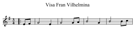 Visa Fran Vilhelmina - staff notation