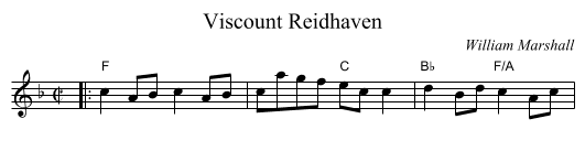 Viscount Reidhaven - staff notation