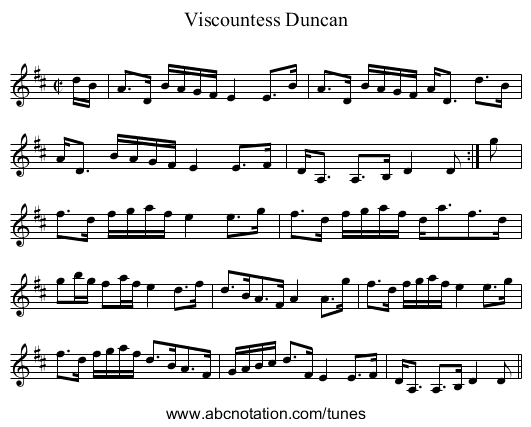 Viscountess Duncan - staff notation