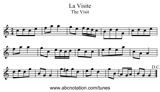 Visite, La - staff notation