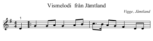 Vismelodi  från Jämtland - staff notation
