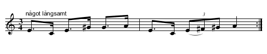 Vispolska ur C.E. Södlings notbok - staff notation