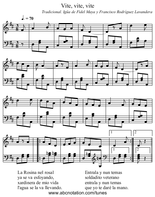 Vite, vite, vite - staff notation