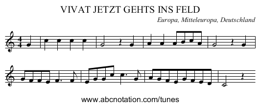 VIVAT JETZT GEHTS INS FELD - staff notation
