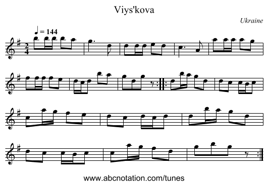 Viys'kova - staff notation