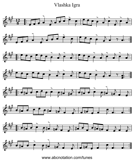 Vlashka Igra - staff notation
