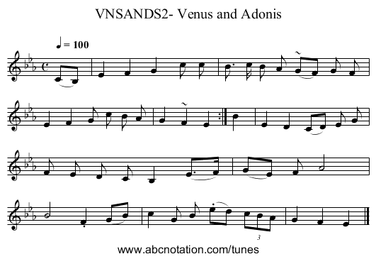 VNSANDS2- Venus and Adonis - staff notation