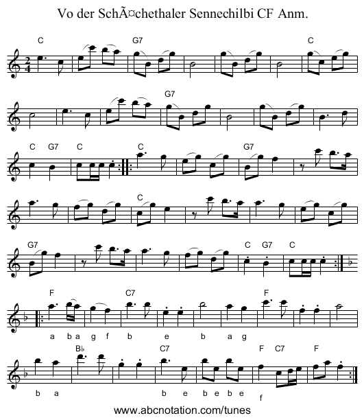 Vo der SchÃ¤chethaler Sennechilbi CF Anm. - staff notation