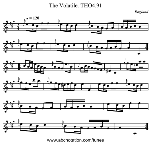 Volatile. THO4.91, The - staff notation