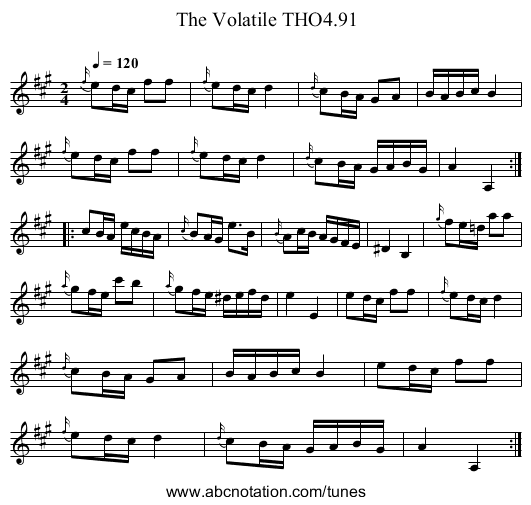 Volatile THO4.91, The - staff notation