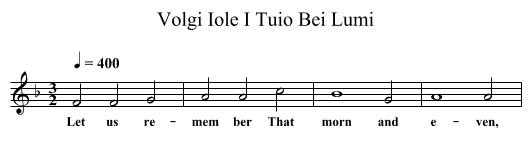 Volgi Iole I Tuio Bei Lumi - staff notation