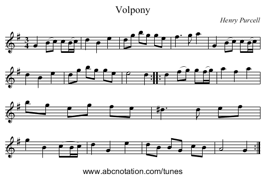 Volpony - staff notation