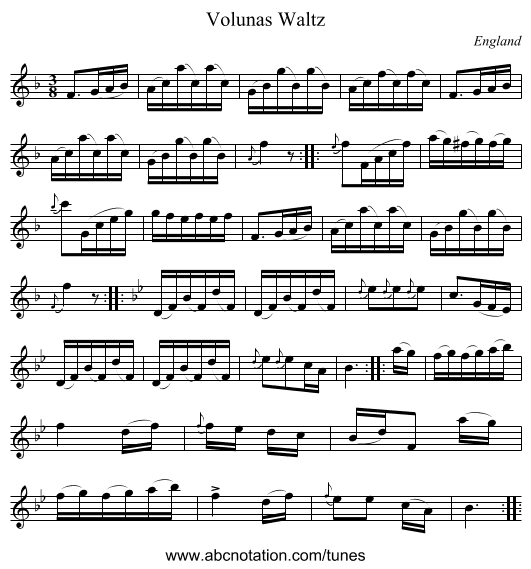 Volunas Waltz - staff notation