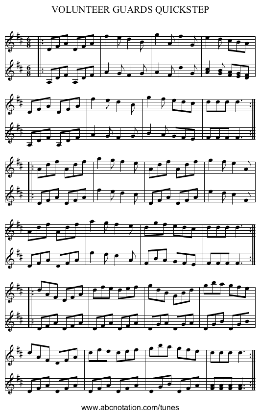VOLUNTEER GUARDS QUICKSTEP - staff notation